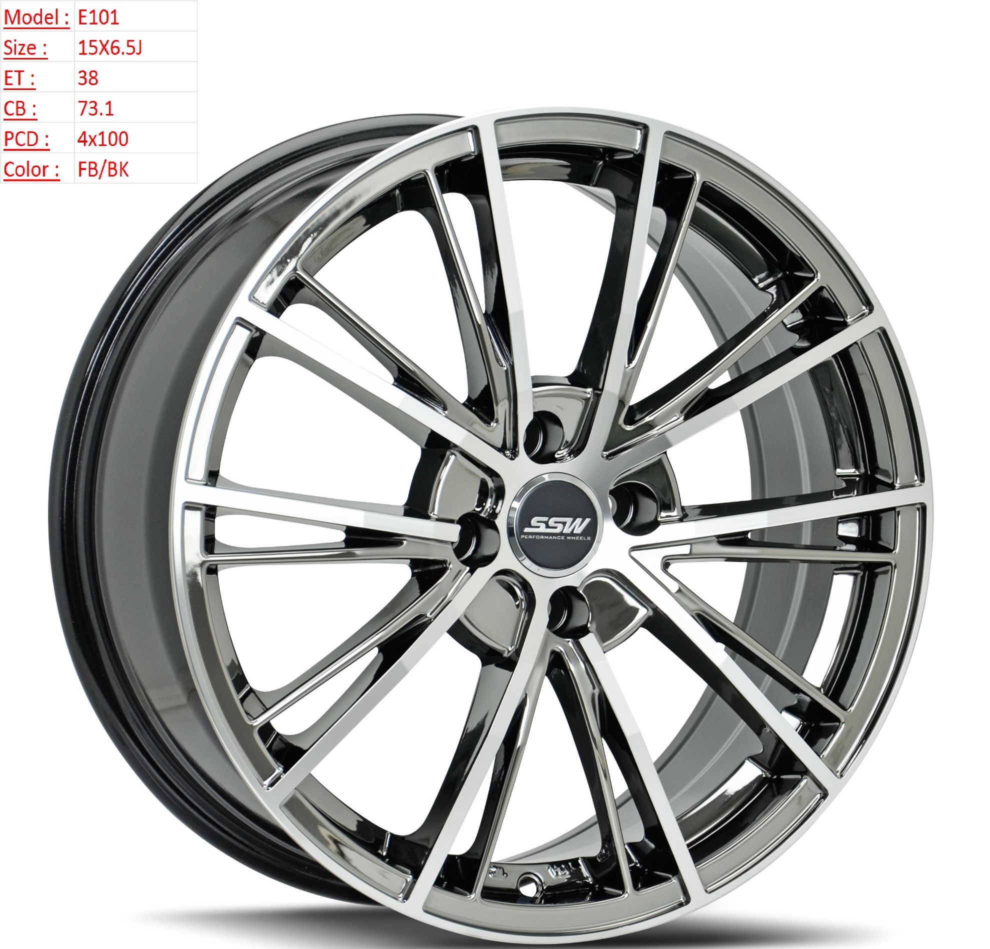 Mâm Lazang Vành SSW 15 inch 4x100  E101-FP-BMC