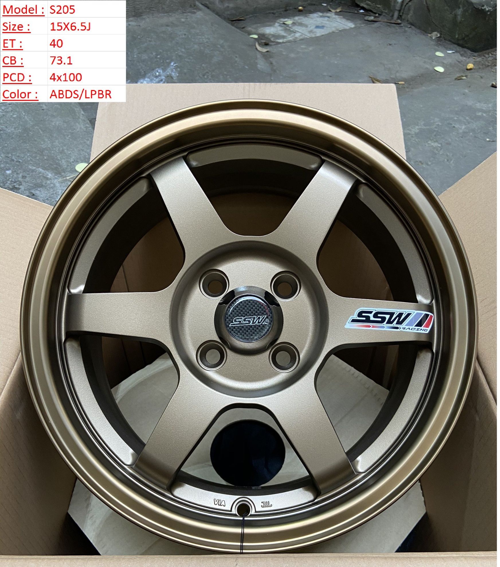 Mâm Lazang Vành SSW 15 inch 4x100 S205-ABDS-LPBR