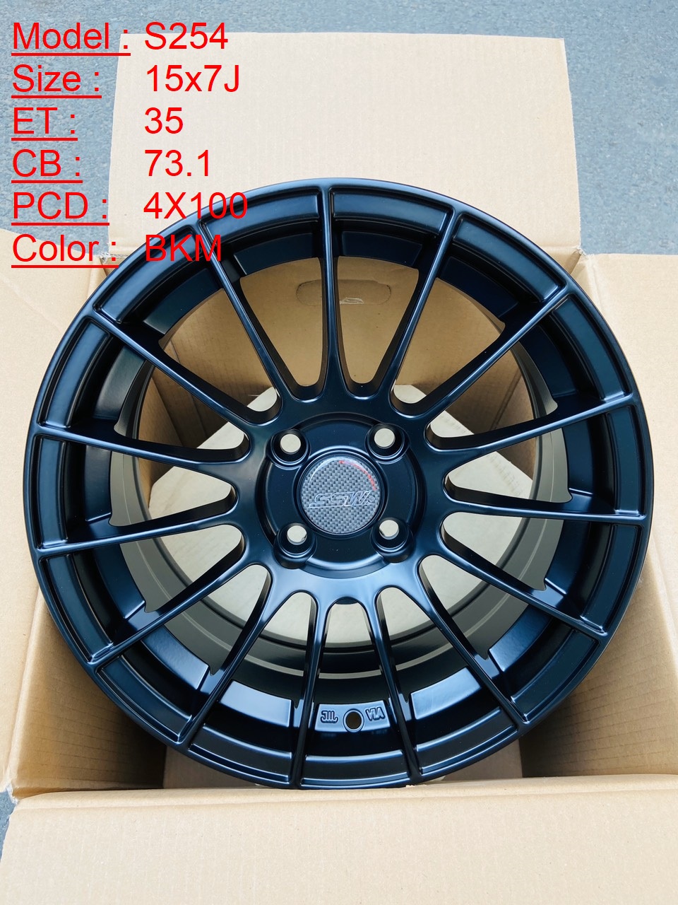 Mâm Lazang Vành SSW 15 inch 4x100 S254-BK-MATT