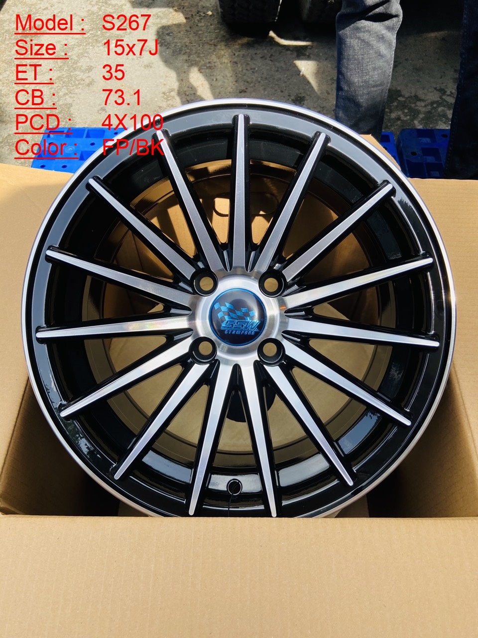 Mâm Lazang Vành SSW 15 inch 4x100 S267-FP-BK