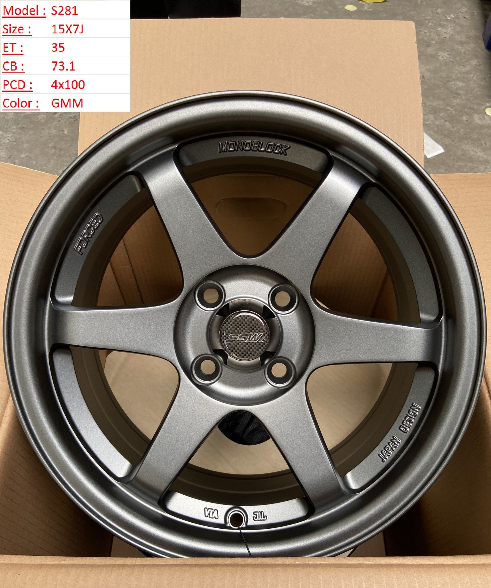 Mâm Lazang Vành SSW 15 inch 4x100 S281-GMM