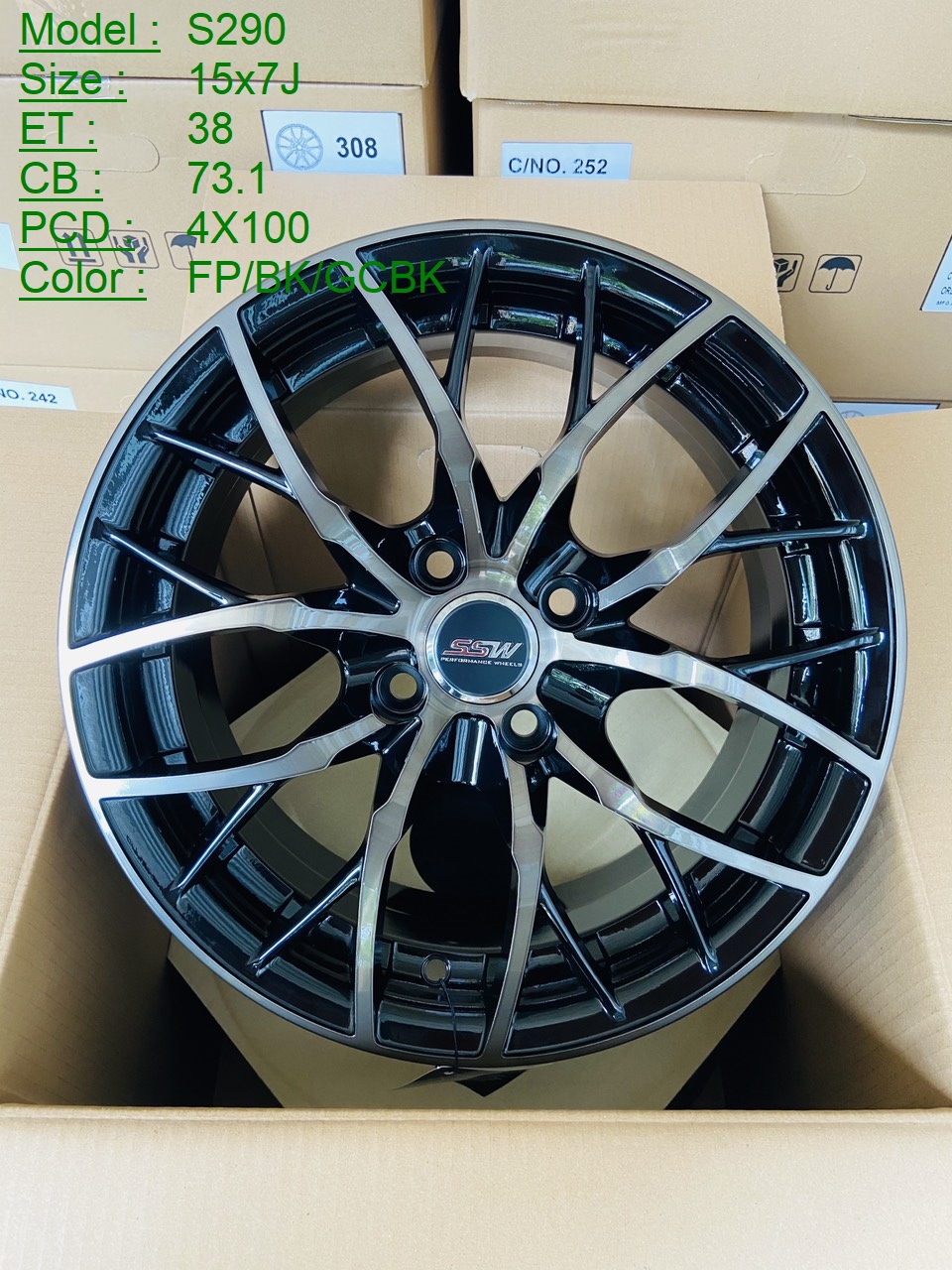 Mâm Lazang Vành SSW 15 inch 4x100 S290-FP-BK-GCBK
