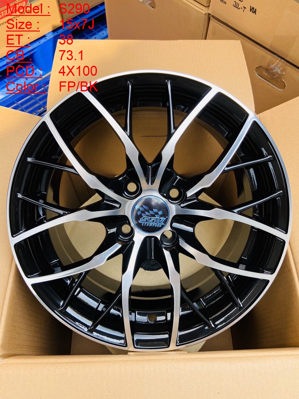 Mâm Lazang Vành SSW 15 inch 4x100 S290-FP-BK