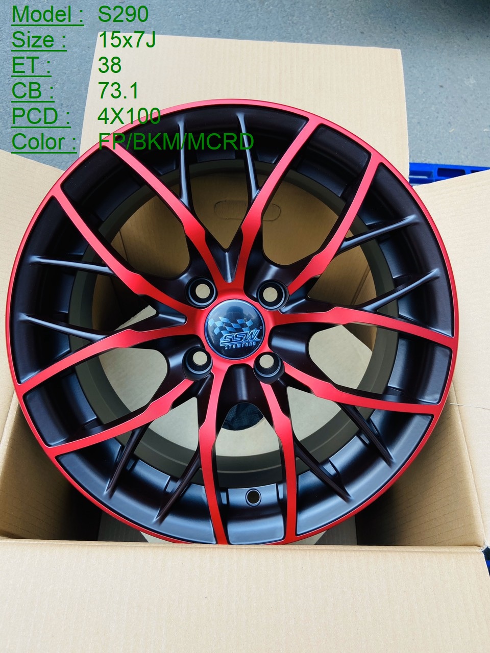 Mâm Lazang Vành SSW 15 inch 4x100 S290-FP-BKM-MCRD