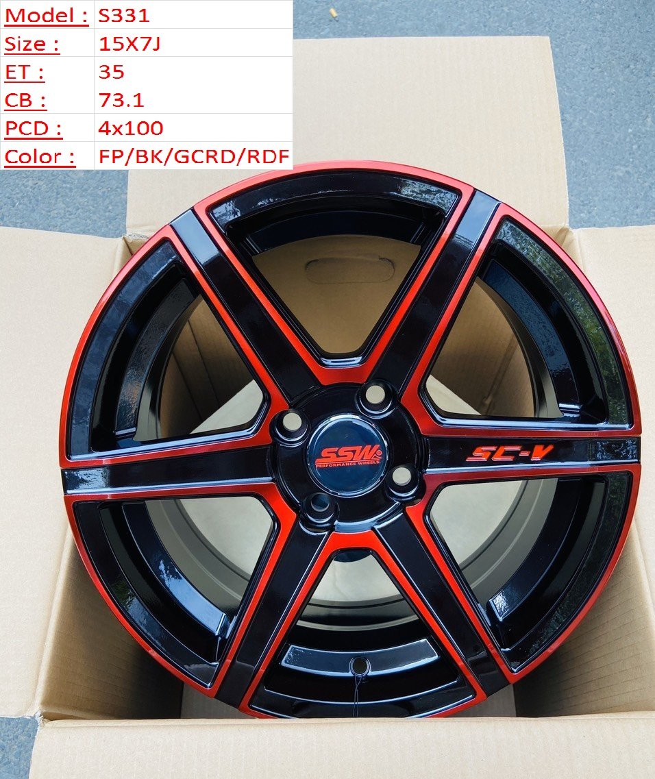 Mâm Lazang Vành SSW 15 inch 4x100 S331-FP-BK-GCRD-RDF