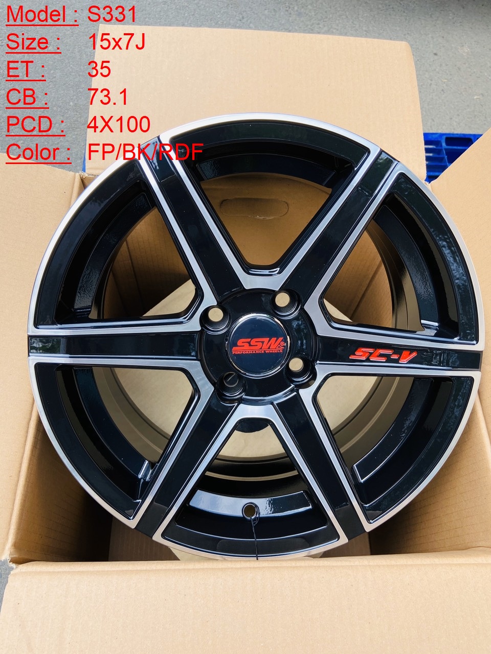 Mâm Lazang Vành SSW 15 inch 4x100 S331-FP-BK-RDF