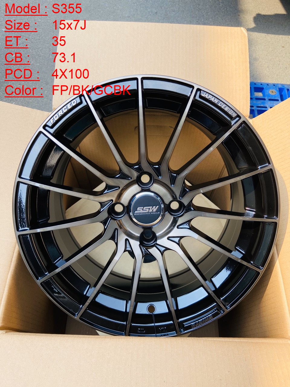Mâm Lazang Vành SSW 15 inch 4x100 S355-FP-BK-GCBK