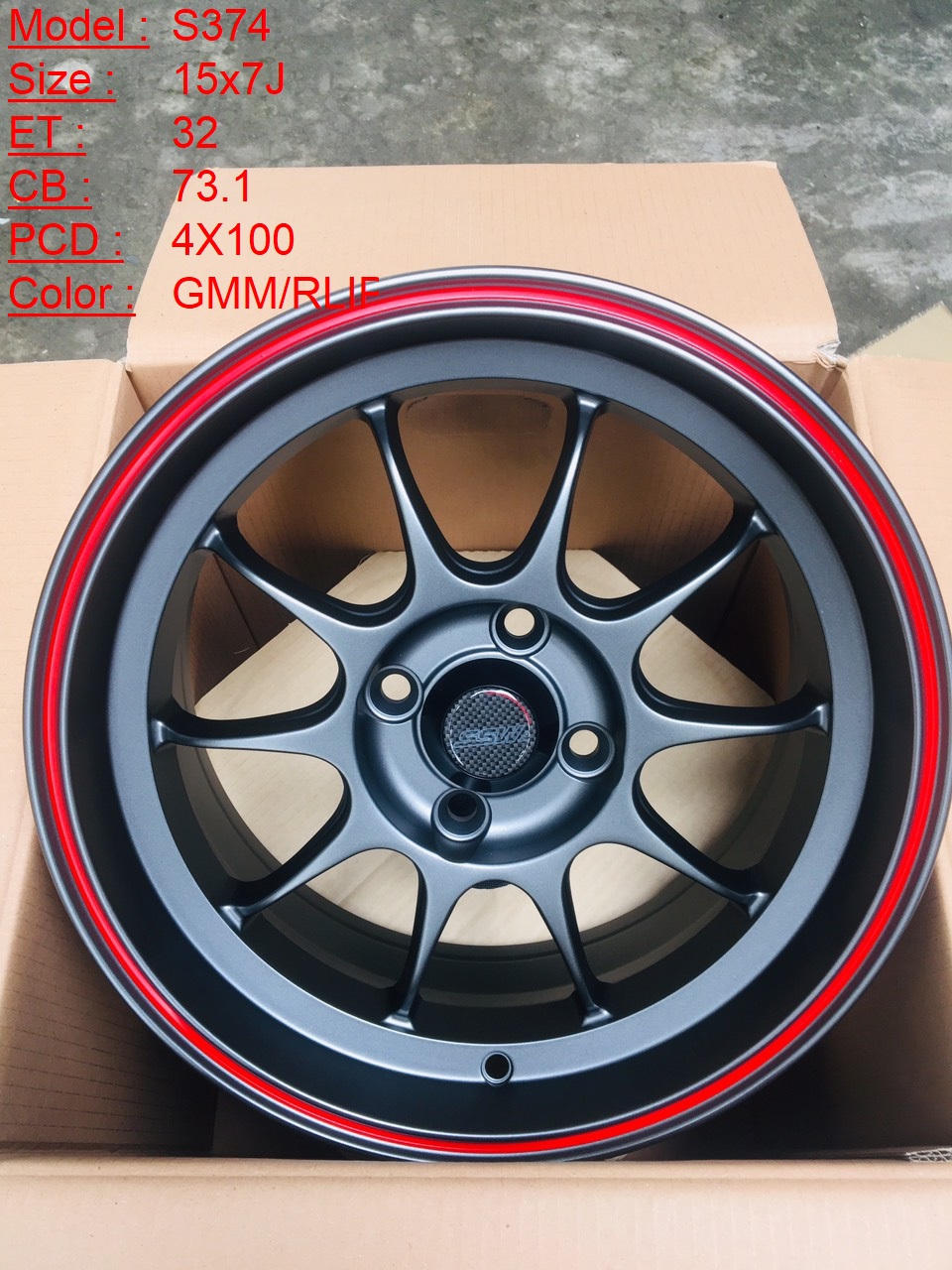 Mâm Lazang Vành SSW 15 inch 4x100 S374-GMM-RLIP