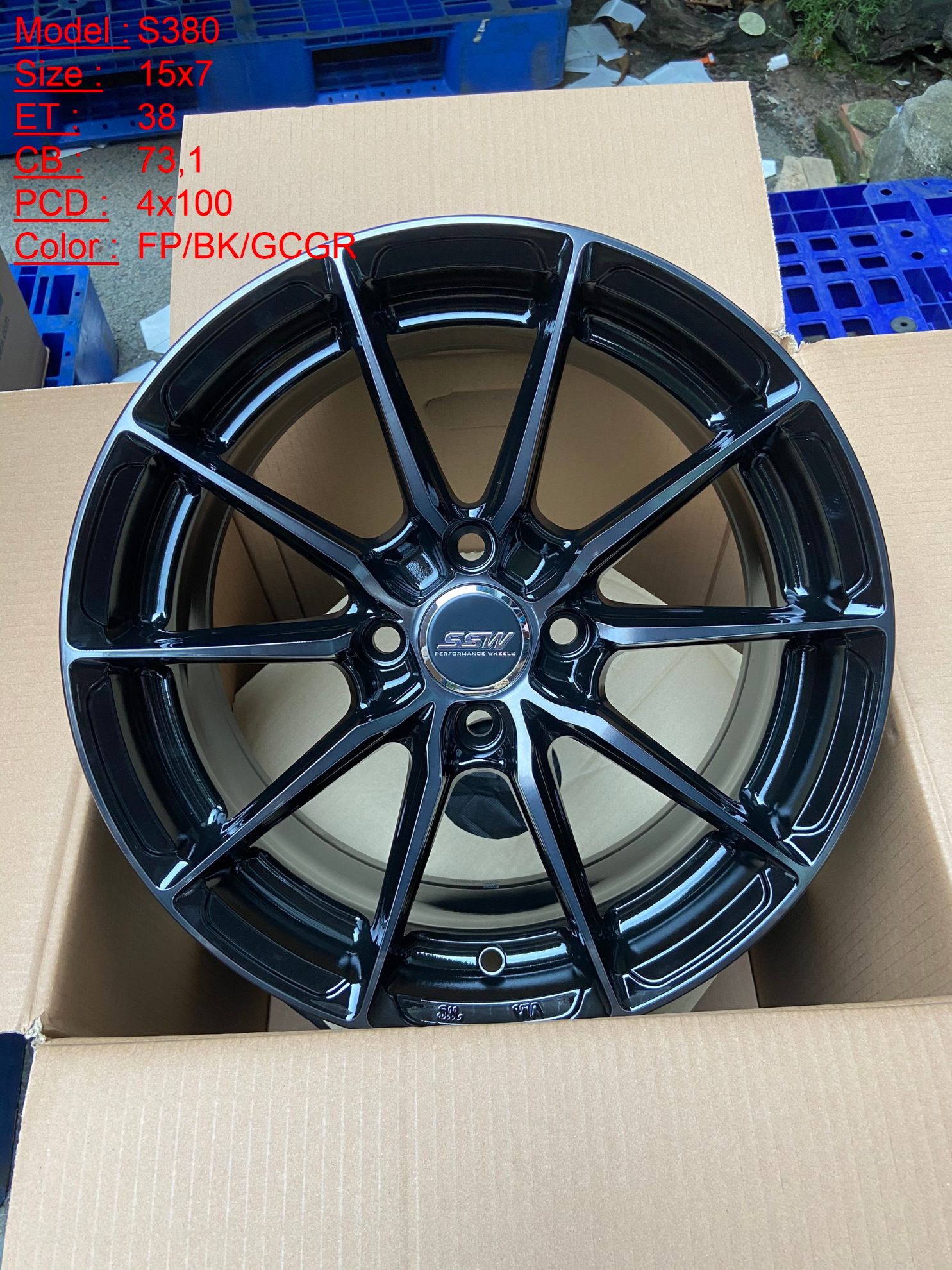 Mâm Lazang Vành SSW 15 inch 4x100 S380-FP-BK-GCGR